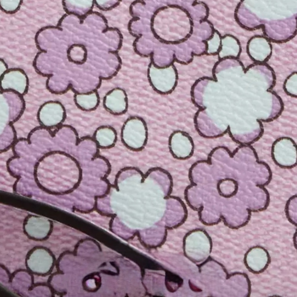 Coach Corner Zip Wristlet With Floral Print Lilac/Purple Floral Clutch 🆕 - Picture 3 of 9